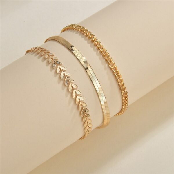 Simple Chain Anklet for Women 3 pcs Set - Imagen 4