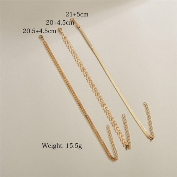 Simple Chain Anklet for Women 3 pcs Set - Imagen 5