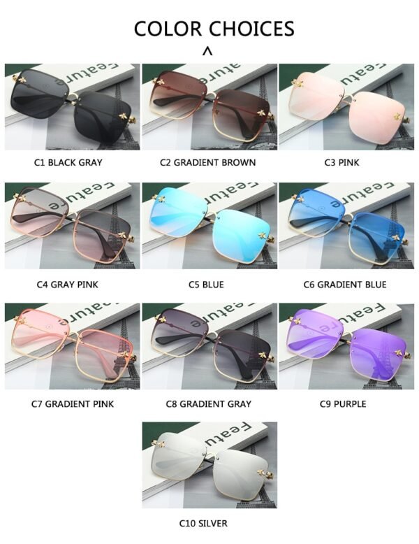 Oversized Rimless Square Shaped Sunglasses - Imagen 6